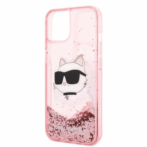 Karl Lagerfeld Glitter Choupette Head suojakuori iPhone 14 Plus:lle - vaaleanpunainen