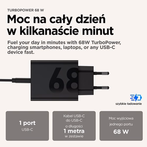 Motorola TurboPower 68 W pikalaturi, musta