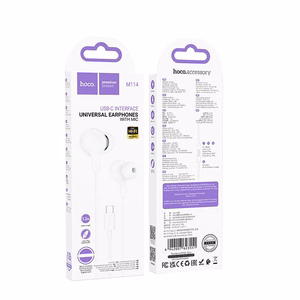 Hoco M114 langalliset nappikuulokkeet USB-C mikrofonilla - valkoinen