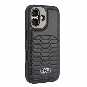 Audi Synteettinen Nahka MagSafe iPhone 16 6.1" Musta/Musta Kova Suojakuori AU-TPUPCMIP16-GT/D3-BK
