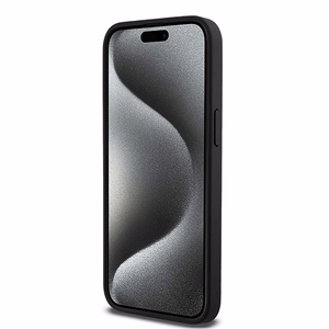 DKNY Nahkainen Monogram Pattern Metal Logo MagSafe Suojakuori iPhone 15 Pro Max:lle - Musta