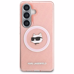 Karl Lagerfeld suojakuori IML Repeated Choupette MagSafe Samsung Galaxy S26:lle pinkki
