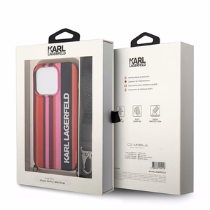 Karl Lagerfeld KLHCP14XSTSTP iPhone 14 Pro Max 6.7 kovakuori vaaleanpunainen / vaaleanpunainen Color Stripes Strap