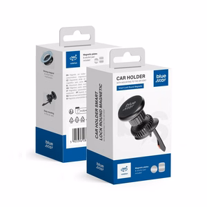 Magneettinen auton puhelinteline Blue Star Smart Lock Round ilmakanava musta