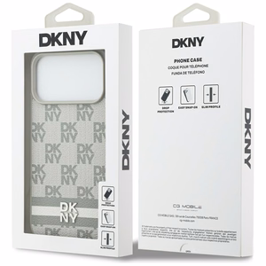 DKNY Checkered with Printed Stripes suojakuori iPhone 17 Pro Max:lle - beige