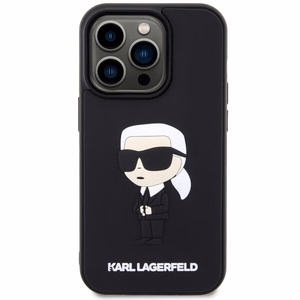 Karl Lagerfeld KLHCP14L3DRKINK iPhone 14 Pro 6.1 musta/musta suojakuori Rubber Ikonik 3D