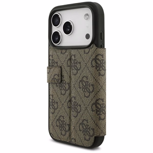 Guess Book 4G Metal Logo -lompakkokotelo iPhone 18 Pro / 17 Pro -malleille, ruskea