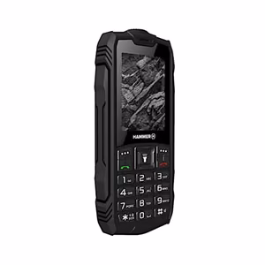 Hammer Rock – 2.4 tuuman näyttö kestävä peruspuhelin, 32 MB, Dual SIM, 2G, Bluetooth 3.0, 0.3 MP kamera, 1800 mAh, musta