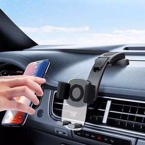Car holder for mobile phone with windshield and dashboard mount BLUE STAR Long Neck Crystal black