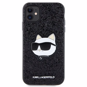 Karl Lagerfeld KLHCN61G2CPK iPhone 11 / Xr 6.1 musta/musta kovakuori Glitter Choupette Patch