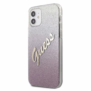 Guess GUHCP12SPCUGLSPI iPhone 12 mini 5.4" vaaleanpunainen/vaaleanpunainen kovakotelo Glitter Gradientti Script