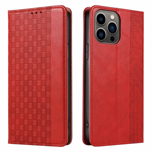 Magneetti hihna tapauksessa iPhone 14 Plus tapauksessa Flip lompakko Mini Lanyard jalusta punainen