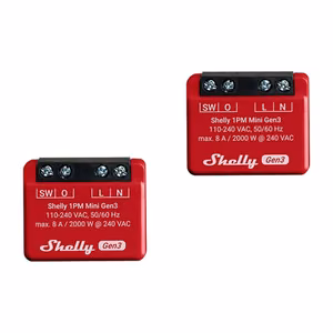 Shelly 1PM Mini Gen3 2 kappaleen setti ohjaimet WiFi/Bluetooth