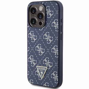 Guess 4G Triangle Metal Logo suojakuori iPhone 15 Pro:lle - sininen