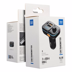 Musta Blue Star Wave L3 -autolähetin RGB-koristevalaistuksella, 1 × USB-C, 2 × USB, 20 W