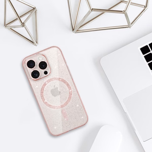 Glitter MagSafe Suojakuori iPhone 17 Air:lle vaaleanpunainen kirkas