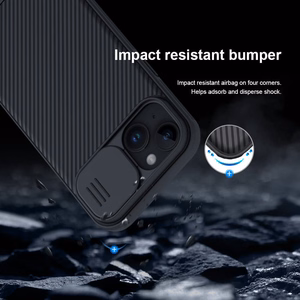 Nillkin CamShield Pro PC+TPU Suojakuori iPhone 15 Plus:lle vihreä
