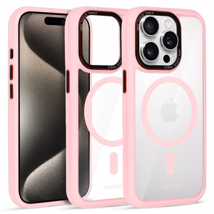 Liavec Hybrid Magsafe Clear Case for Iphone 15 Pro Max light pink