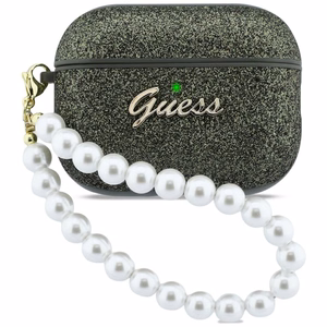 Guess Glitter Pearl Strap Suojakuori AirPods Pro 3:lle - Musta ja Glitter