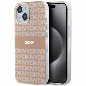 DKNY IML Mono ja Raita MagSafe Suojakuori iPhone 15 / 14 / 13:lle - vaaleanpunainen