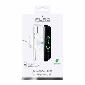Puro Lite Mag MagSafe Silikoninen Suojakuori iPhone 14 / 13:lle - läpinäkyvä