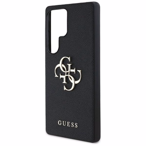 Guess Grained Big 4G Logo Small Classic Logo -suojakuori Samsung Galaxy S25 Ultra musta