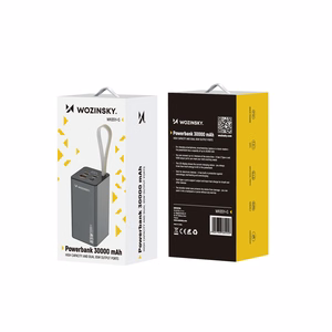 Powerbank Wozinsky K65+ 65W 30000mAh 2x USB-C, 1x USB-A 65W - harmaa