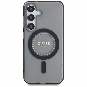 GUESS Suojakuori Samsung S25:lle GUHMS25SPFTDTEK (Magneettinen IML Rhinestones) Musta