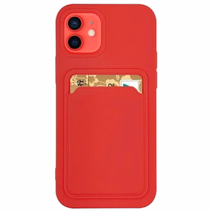 Card Case Silicone Wallet Case with Card Slot Documents for Xiaomi Redmi Note 10 / Redmi Note 10S Red