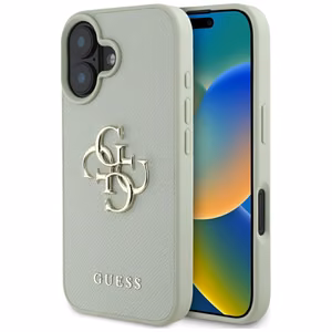 Guess Grained Big 4G Logo Small Classic Logo suojakuori iPhone 16:lle - vihreä