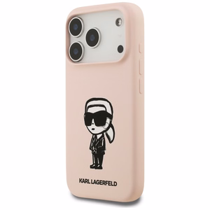 KARL LAGERFELD suojakuori iPhone 17 Pro Max MagSafe-yhteensopiva (silikoni KL-luonnoksella ja logolla) - pinkki