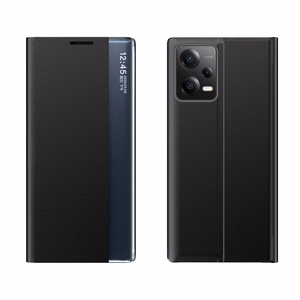 New Sleep Case Suojakuori Xiaomi Redmi Note 12 5G / Poco X5 5G:lle kippujalustan kanssa musta