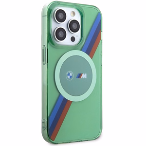 BMW M Tricolor Stripes MagSafe Suojakuori iPhone 15 Pro:lle - vihreä