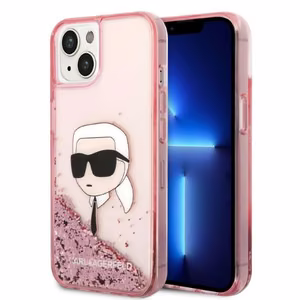 Karl Lagerfeld Glitter Karl's Head suojakuori iPhone 14 Plus:lle - vaaleanpunainen
