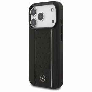 Mercedes Leather Star Pattern Stripes MagSafe suojakuori iPhone 17 Pro - musta