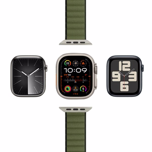 Puro Extreme Nylon Hihna Apple Watch 42 / 44 / 45 / 49 mm:lle - Tummanvihreä