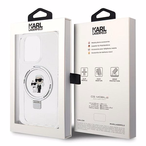 Karl Lagerfeld Ring Stand Karl&Choupette MagSafe case for iPhone 13 Pro Max - white