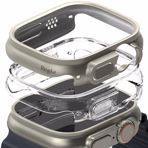 Ringke Slim 2-pack Suojakuori Apple Watch Ultra 1/2 (49mm) - Läpinäkyvä & Titanium
