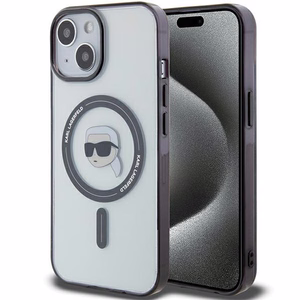 Karl Lagerfeld KLHMP15SHKHNOTK iPhone 15 6,1 läpinäkyvä kovakuori IML Karlin pää MagSafe