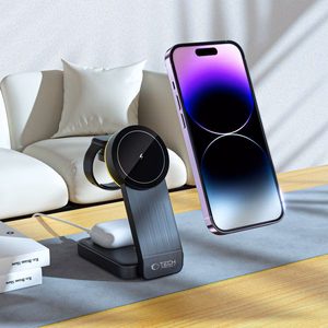 Tech-Protect QI15W-A28 MagSafe 3in1 Inductive Charger with Smartphone / Apple Watch / AirPods Stand - Black