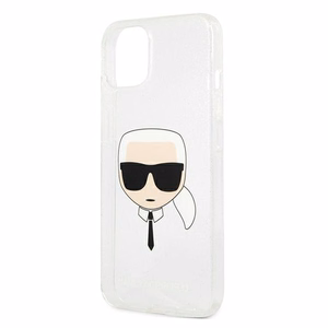 Karl Lagerfeld Glitter Karl's Head kotelo iPhone 13 mini - hopea