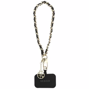 GUESS kantohihna GUOUCHSAMC4K (Saffiano Chain Strap 4G Charm) musta