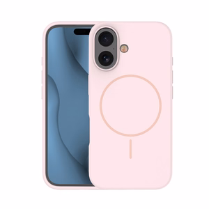 Silikoninen Ohut Mag Suojakuori iPhone 16 Pro Max 6,9:lle vaaleanpunainen