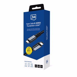 3mk Hyper Cable N-SERIES USB-C / USB-C Thunderbolt 4 2m 48V / 5A 40Gb/s 240W 8K60Hz - musta