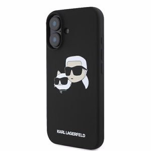 Karl Lagerfeld Silicone Nauble Heads Print MagSafe Case for iPhone 16 - Black