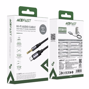 Acefast J11 USB-C 3.5mm mini jack kaapeli 1m - musta