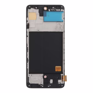 Näyttö Samsung A515 A51 2020 kosketuslasilla ja kehyksellä musta OLED (real size)