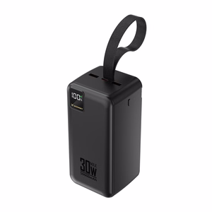 Wozinsky W8-B 50000mAh 30W varavirtalähde, 2xUSB-A, 2xUSB-C, USB micro, taskulampulla, musta