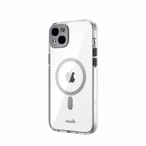 Moshi iGlaze suojakuori iPhone 14 Plus -laitteelle, MagSafe-yhteensopiva, läpinäkyvä Meteorite Gray -yksityiskohdilla