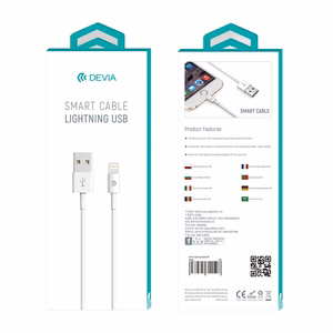 Devia-kaapeli Smart EC080 USB - Lightning 1,0 m 2,1A valkoinen